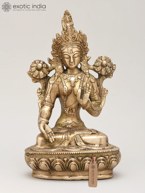 8" White Tara Tibetan Buddhist Brass Statue Handmade