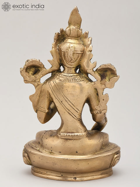 8" Tibetan Buddhist Goddess White Tara | Brass Statue