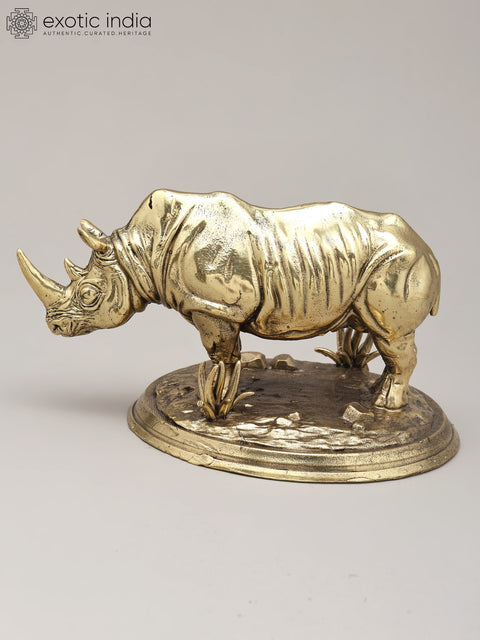 5" Small Superfine Rhinoceros Figurine | Brass Statue | Table Decor