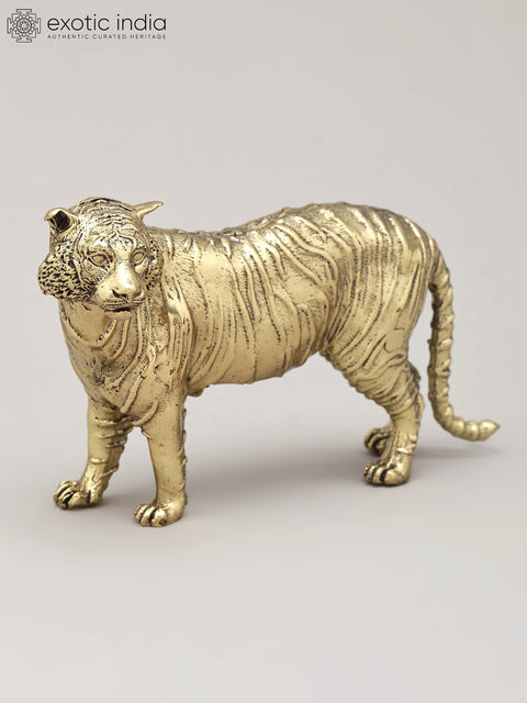 5" Superfine Brass Tiger Figurine | Table Decor