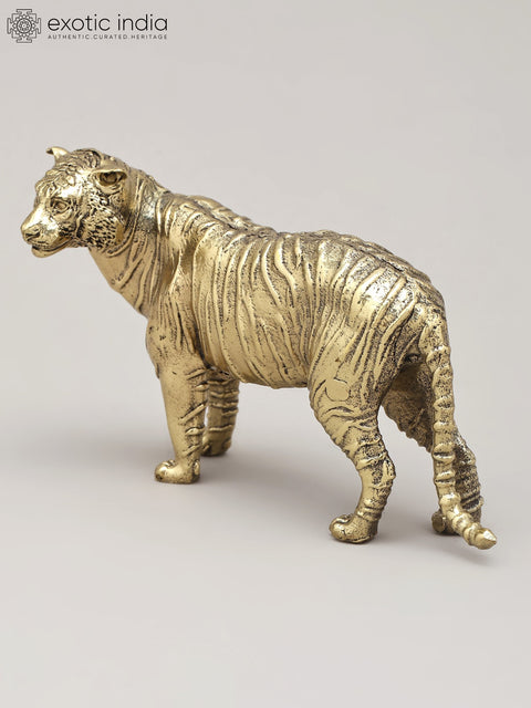 5" Superfine Brass Tiger Figurine | Table Decor