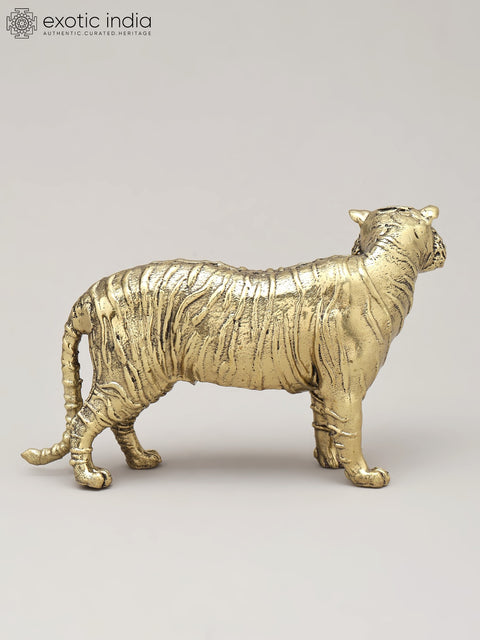 5" Superfine Brass Tiger Figurine | Table Decor