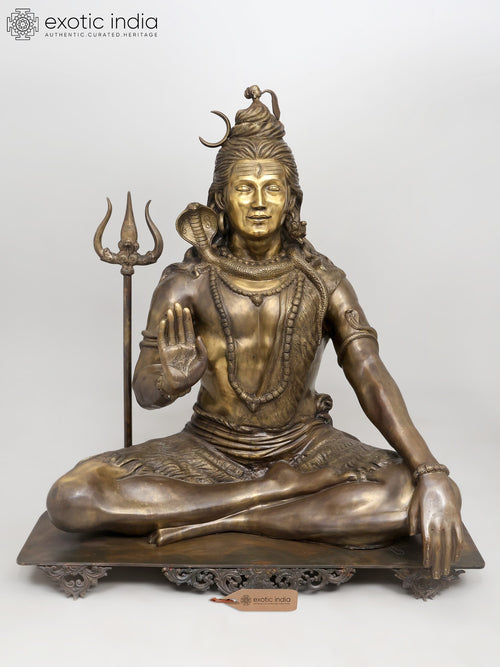 40" Large Lord Shiva Meditative Brass Statue Handmade