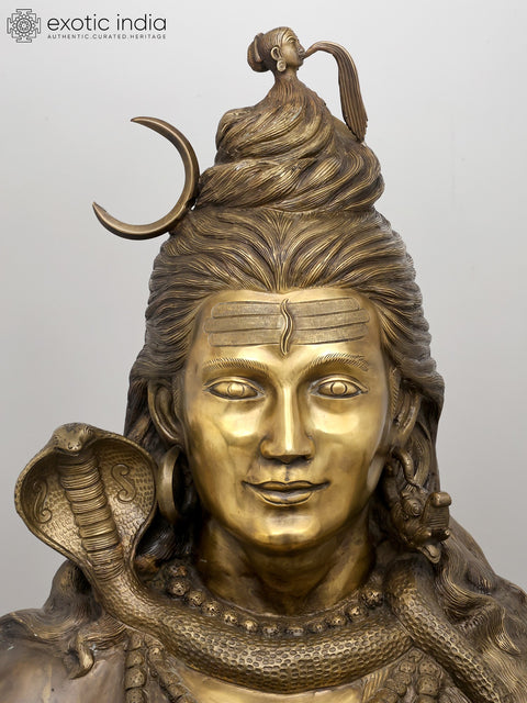 40" Large Lord Shiva Seated in Meditative and Blessing Posture | Brass Sculpture