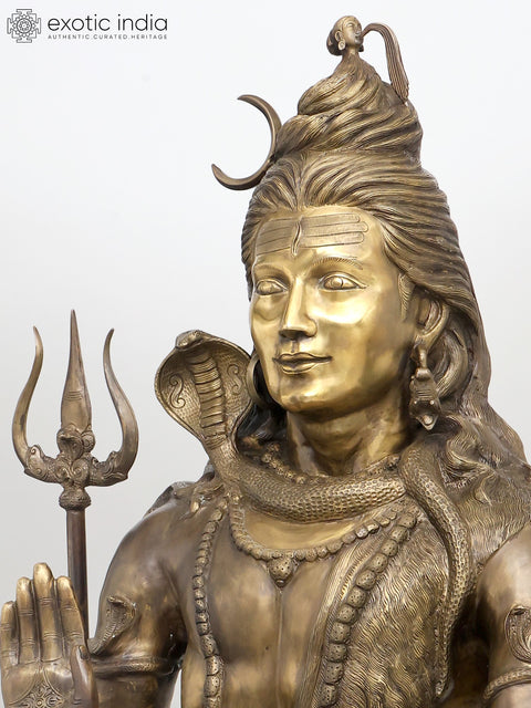 40" Large Lord Shiva Seated in Meditative and Blessing Posture | Brass Sculpture