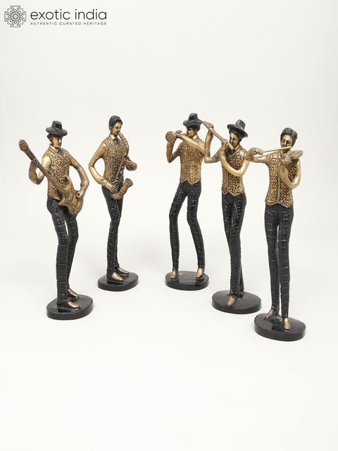 11" Set of Five Musicians | Home Decor | Brass Statues