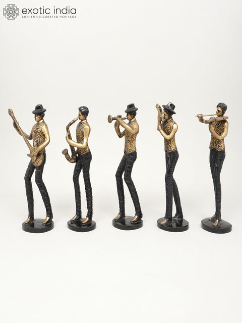 11" Set of Five Musicians | Home Decor | Brass Statues