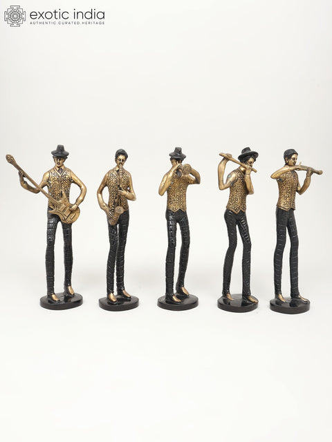 11" Set of Five Musicians | Home Decor | Brass Statues