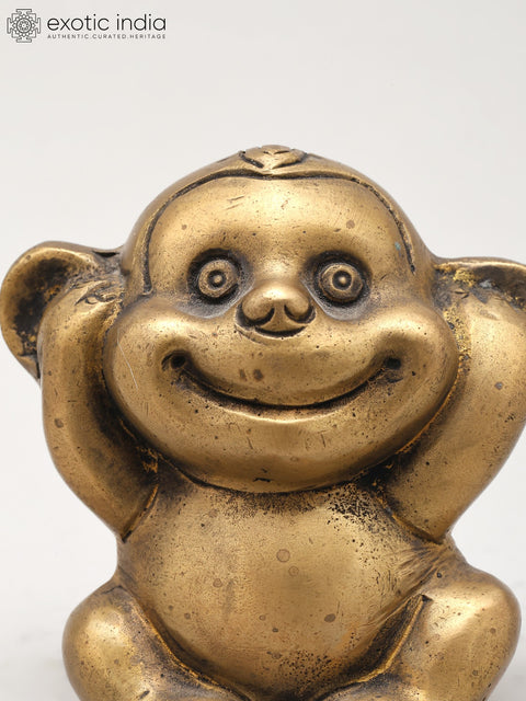 3" Small Brass Decorative Monkey Statue | Table Decor