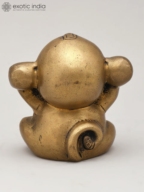 3" Small Brass Decorative Monkey Statue | Table Decor
