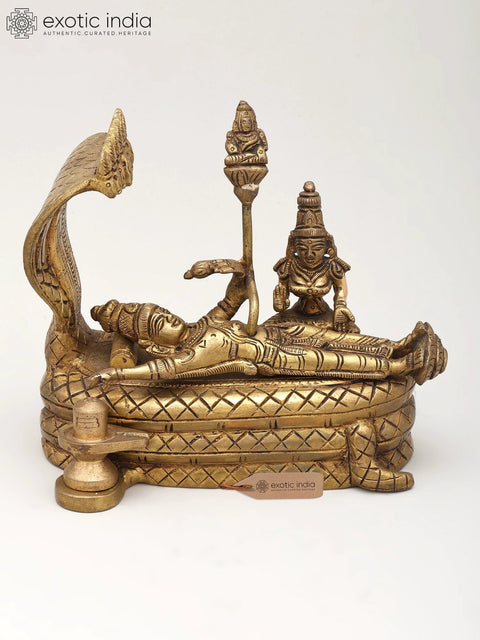 6" Small Brass Padmanabha Swamy (Shesha-Shayi Lord Vishnu) | Brass Statue