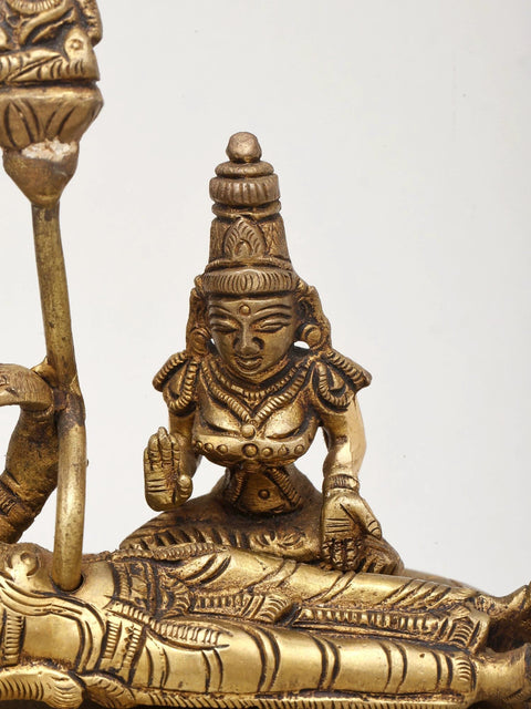 6" Small Brass Padmanabha Swamy (Shesha-Shayi Lord Vishnu) | Brass Statue