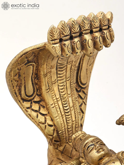 6" Small Brass Padmanabha Swamy (Shesha-Shayi Lord Vishnu) | Brass Statue