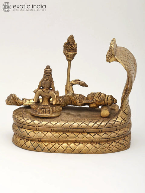 6" Small Brass Padmanabha Swamy (Shesha-Shayi Lord Vishnu) | Brass Statue