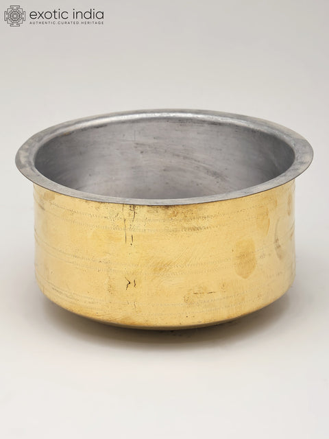 Set of Five Brass Cooking Pots/Bhagona/Patila