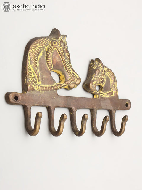 7" Horse Design Wall Hanger in Brass