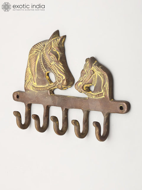7" Horse Design Wall Hanger in Brass