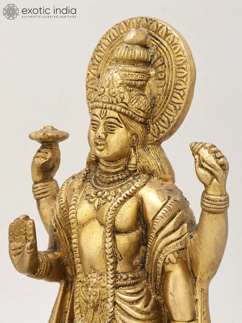9" Standing Lord Vishnu | Brass Statue
