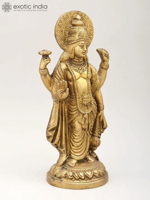 9" Standing Lord Vishnu | Brass Statue