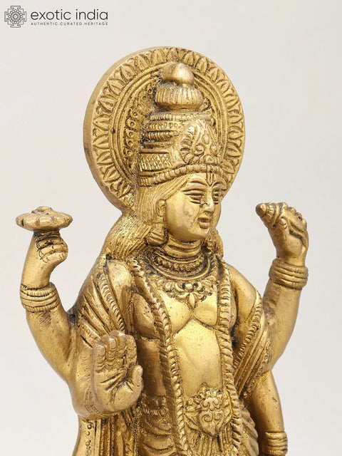 9" Standing Lord Vishnu | Brass Statue