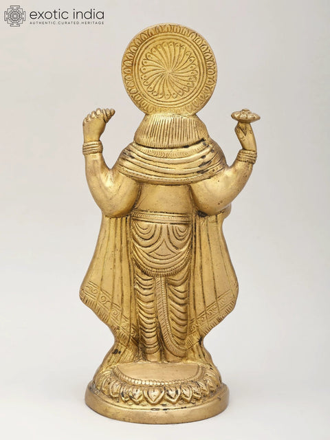 9" Standing Lord Vishnu | Brass Statue