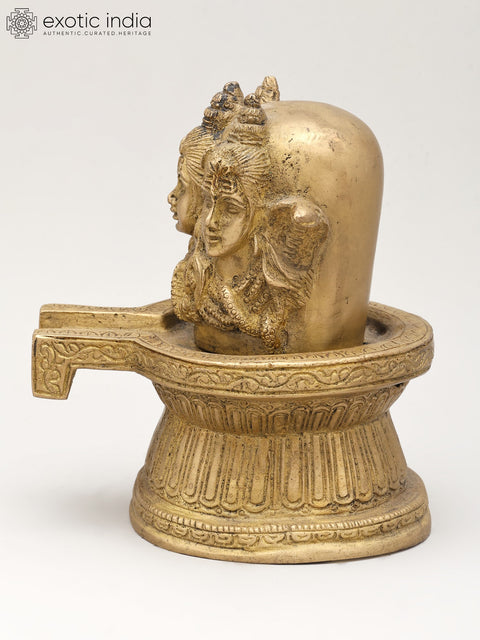 6" Small Trimukhi Shiva Mukhalingam in Brass