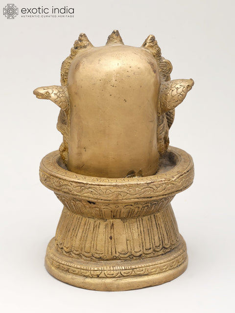 6" Small Trimukhi Shiva Mukhalingam in Brass
