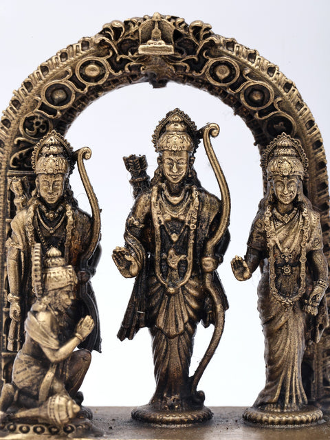 3" Small Ram Darbar - Family of Lord Ram with Bhakt Hanuman | Copper Statue | Made in India