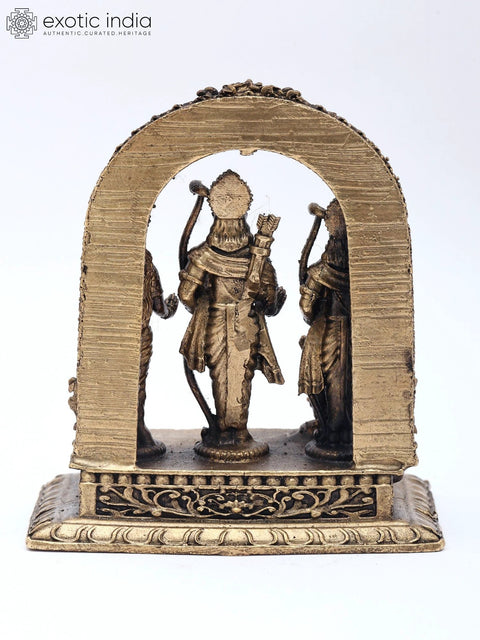 3" Small Ram Darbar - Family of Lord Ram with Bhakt Hanuman | Copper Statue | Made in India