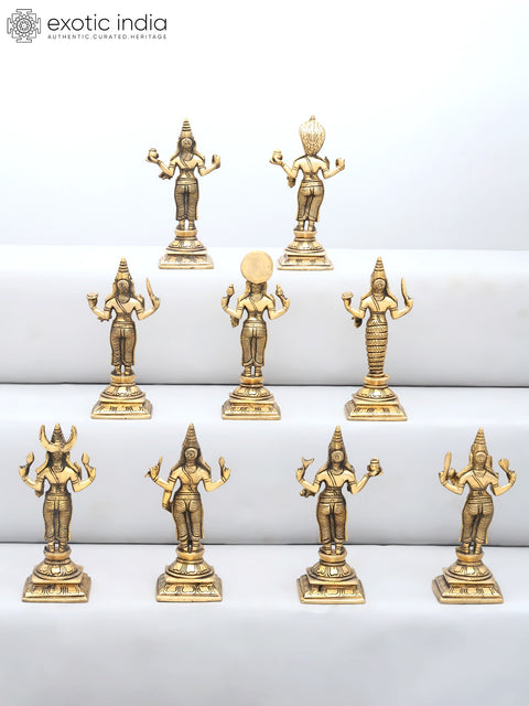 6" Navagraha (Nine Planets) Deities Brass Statues | Handmade | Made in India