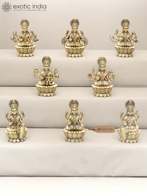 6" Ashtalakshmi Brass Idol Set for Home Pooja