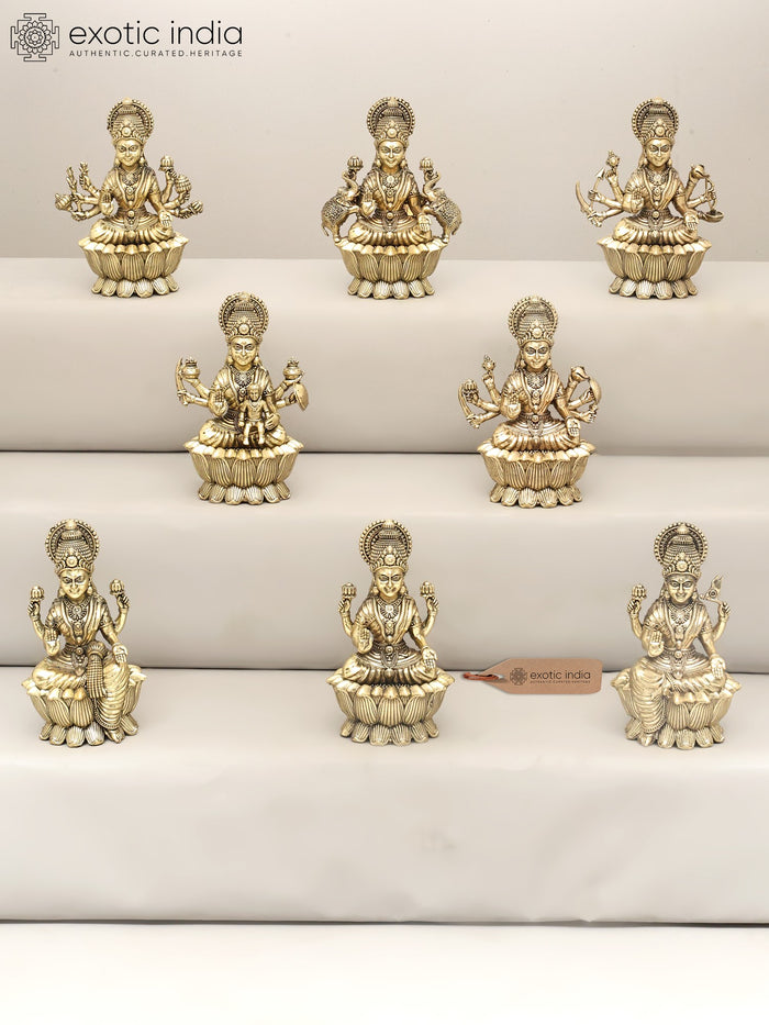 6" Small Superfine Ashtalakshmi Set in Brass