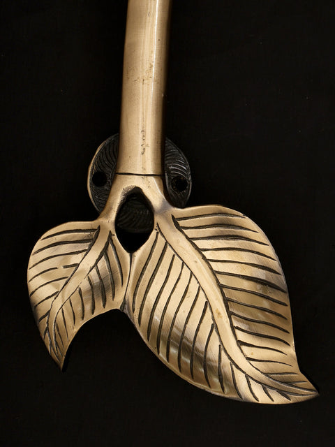 13" Leaf Design Brass Door Handles Pair