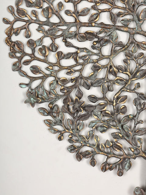 27" Leaf Design Wall Hanging Tree in Brass
