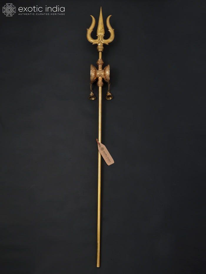67" Large Size Lord Shiva's Trishul/Trident with Damaru and Bells