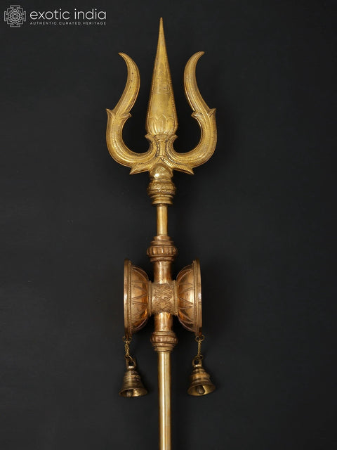 67" Large Size Lord Shiva's Trishul/Trident with Damaru and Bells