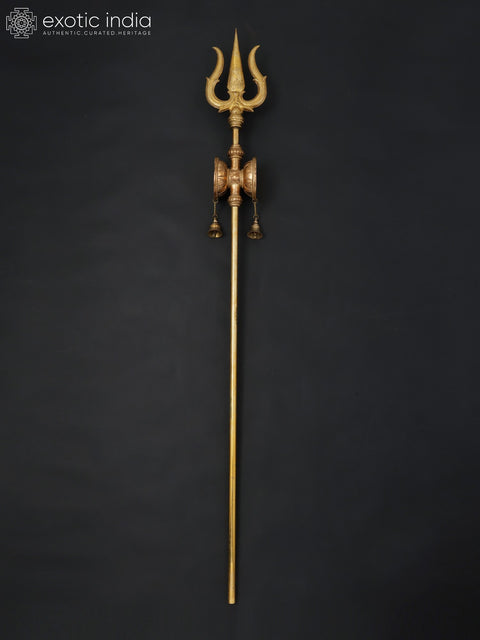 67" Large Size Lord Shiva's Trishul/Trident with Damaru and Bells