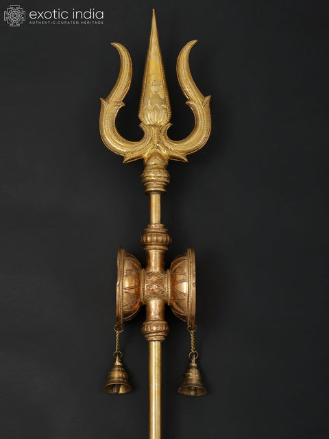67" Large Size Lord Shiva's Trishul/Trident with Damaru and Bells