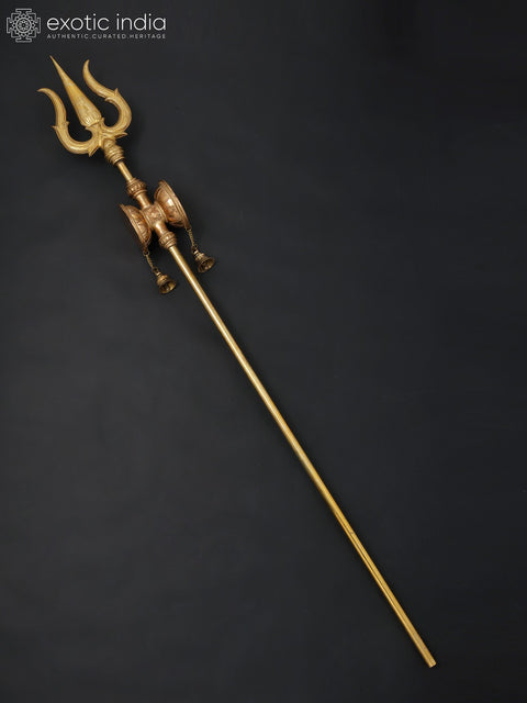 67" Large Size Lord Shiva's Trishul/Trident with Damaru and Bells