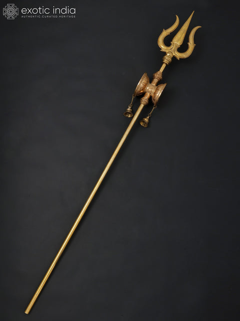 67" Large Size Lord Shiva's Trishul/Trident with Damaru and Bells
