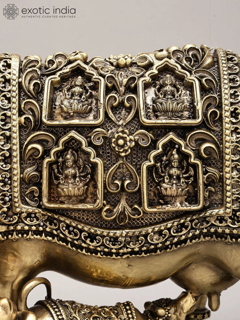 9" Superfine Cow and Calf with Ashtalakshmi | Brass Statue