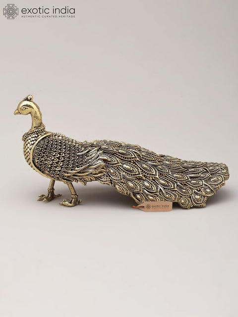 6" Small Brass Superfine Peacock Figurine | Table Decor