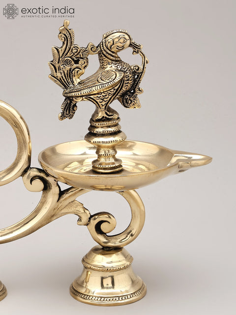 9" Brass Handheld Peacock Lamp