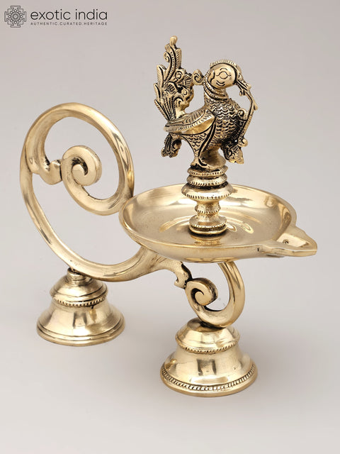 9" Brass Handheld Peacock Lamp