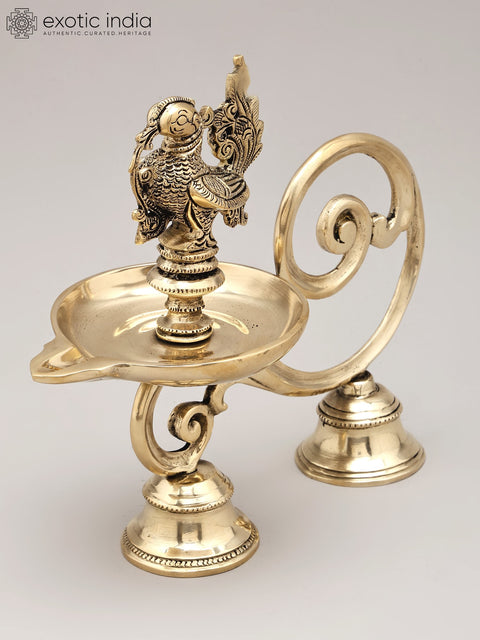 9" Brass Handheld Peacock Lamp