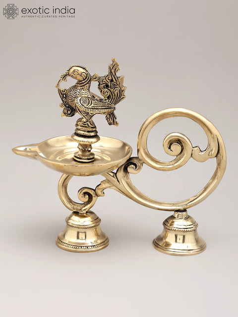 9" Brass Handheld Peacock Lamp