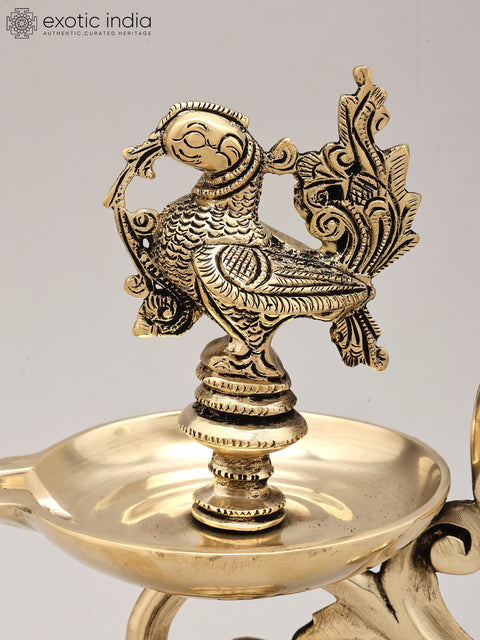 9" Brass Handheld Peacock Lamp