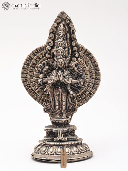 4" Handmade Copper Avalokiteshvara Statue Buddhist Deity