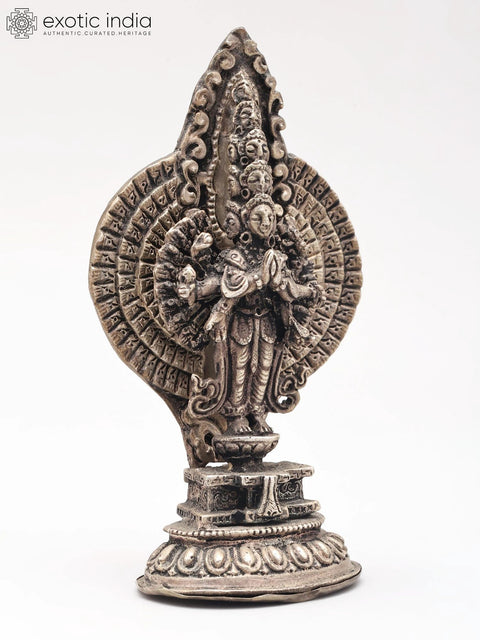 4" Small Tibetan Buddhist Deity Avalokiteshvara with Standing Posture | Handmade | Copper Statue