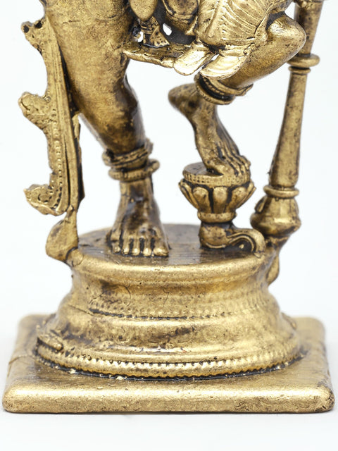 3" Small Four Armed Lord Vishnu as Varaha with Devi Lakshmi | Handmade | Copper Statue